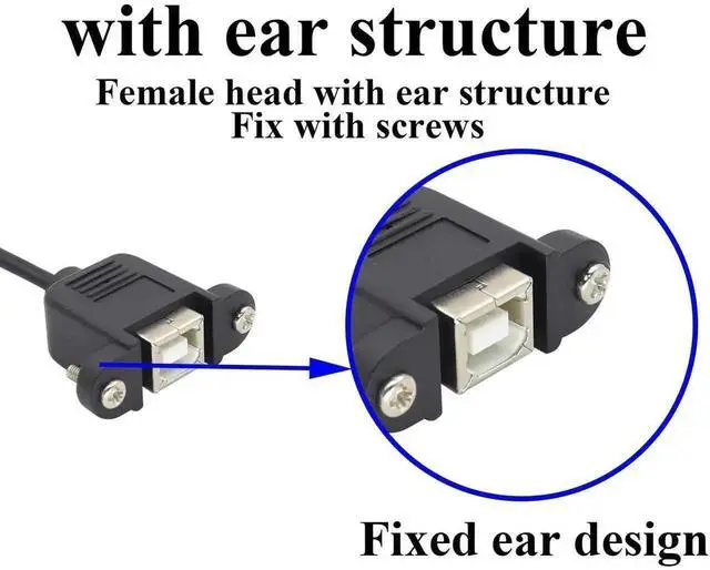 Alt view image 2 of 7 - 50cm Panel Mount USB Cable, USB B Female to 5 Pin Female Dupont Motherboard Header Cable, USB-B Panel Mount Socket to Dupont Wire Adapter Cable, Female to Female Jumper Cable