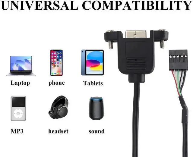 Alt view image 5 of 7 - 50cm Panel Mount USB Cable, USB B Female to 5 Pin Female Dupont Motherboard Header Cable, USB-B Panel Mount Socket to Dupont Wire Adapter Cable, Female to Female Jumper Cable