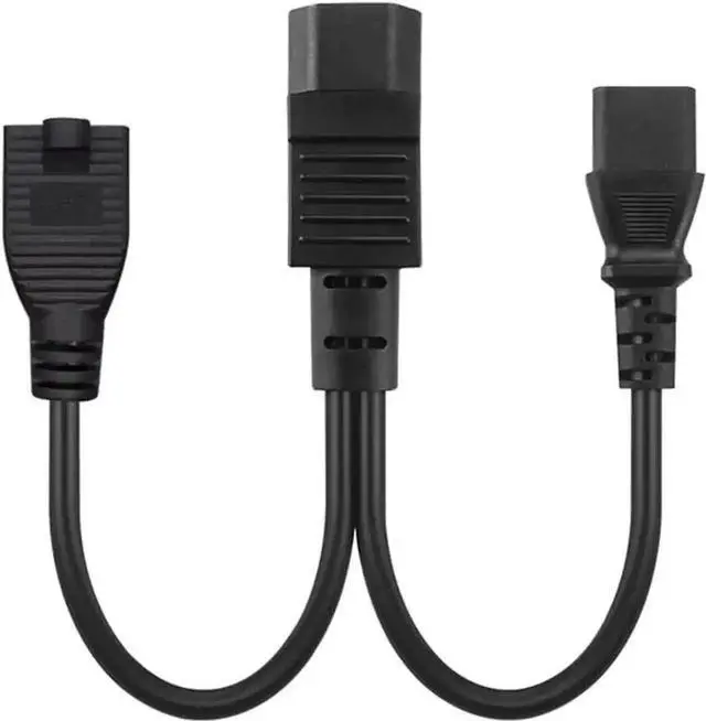 Alt view image 3 of 6 - 1FT C14 Male Y Splitter Power Cable, PDU Style Cord, IEC C14 Male to IEC C13 Female + NEMA 5-15R Female, Computer Server Power Extension Splitter Plug Cord