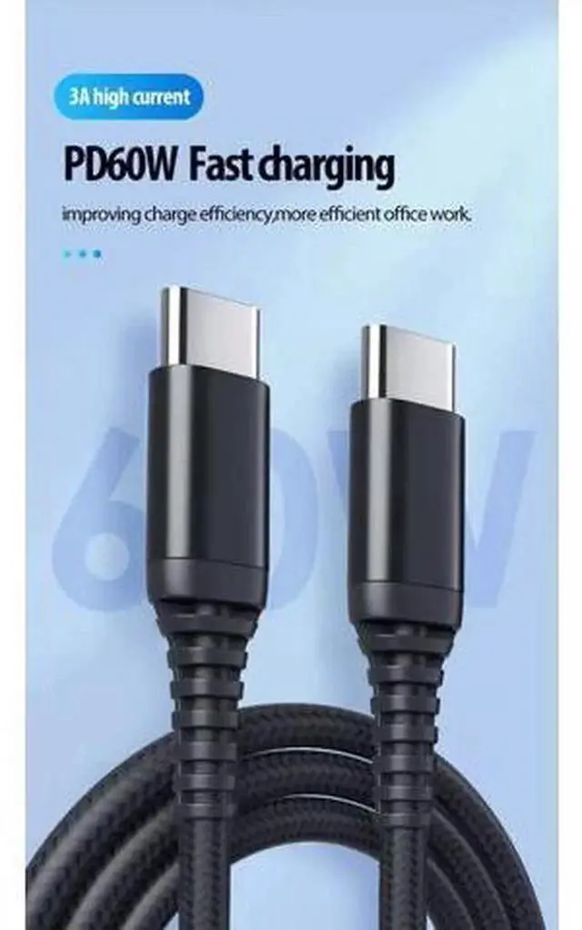Alt view image 2 of 7 - 60W USB C to USB C Fast Charging & Data Sync Cable, Aluminum Alloy Connector PVC USB-C Charger Cord, Durable Type C Cable Compatible with Multiple USB-C Mobile Devices