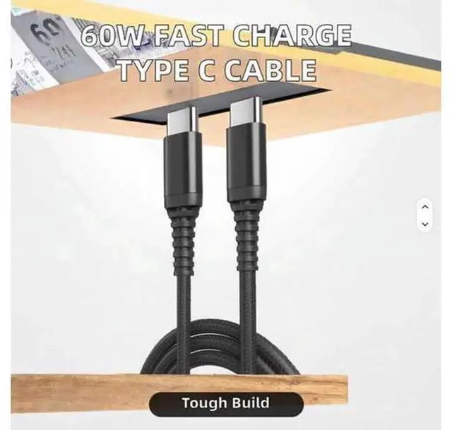 Alt view image 4 of 7 - 60W USB C to USB C Fast Charging & Data Sync Cable, Aluminum Alloy Connector PVC Type C Charging Cord, Durable USB-C Cable Compatible with All USB-C Mobile Phones & Devices