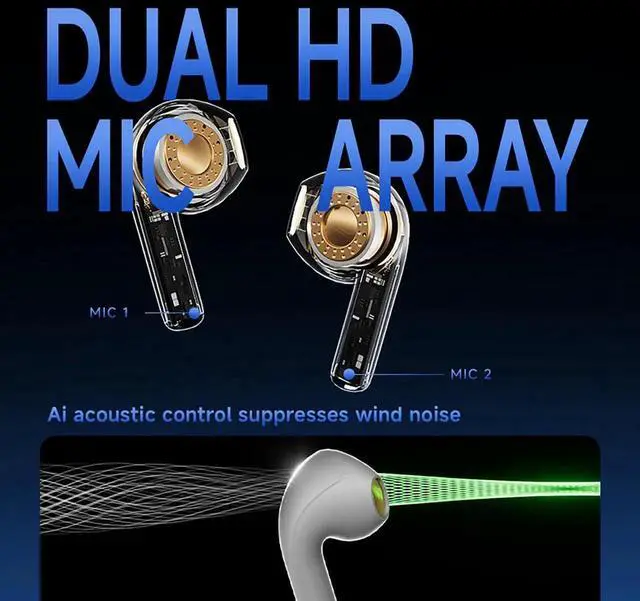 Alt view image 6 of 7 - ND Air3 True Wireless Earbuds, Bluetooth 5.4 Headphones with Noise Cancelling Microphone, 13mm Driver for Deep Bass, 30H Total Playtime, Touch Control Wireless Earphones for Sports, Gym, Commute, iPho