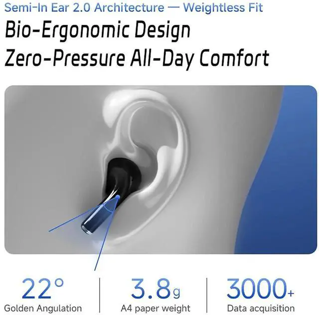 Alt view image 3 of 7 - ND Air3 True Wireless Earbuds, Bluetooth 5.4 Headphones with Noise Cancelling Microphone, 13mm Driver for Deep Bass, 30H Total Playtime, Touch Control Wireless Earphones for Sports, Gym, Commute, iPho