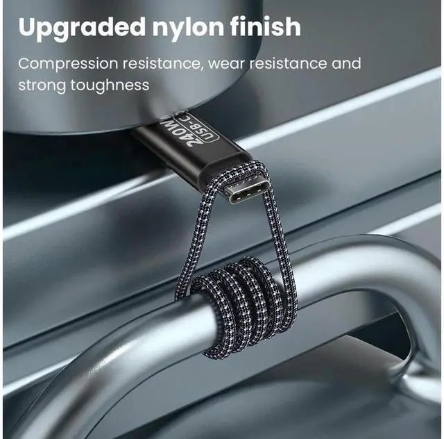 Alt view image 6 of 7 - 2M / 6.6ft USB C to USB C Cable, 240W PD 3.1 Fast Charging Nylon Braided Type-C Cable, 48V 5A USB-C Charging Cord Compatible with Smartphones, Tablets, Laptops and All USB-C Devices, eokCXOY