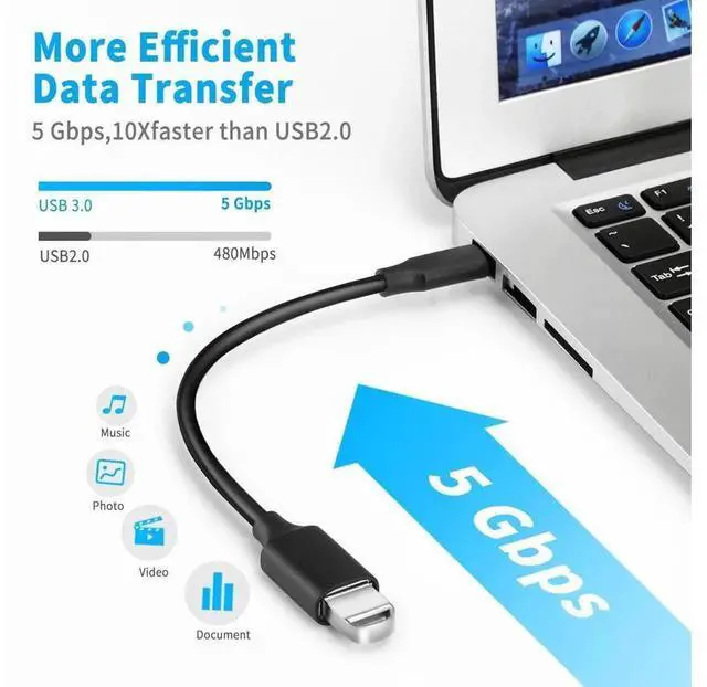 Alt view image 6 of 7 - eokCXOY USB C to USB 3.0 OTG Adapter, Type-C Male to USB-A Female Connector Cable, Compatible with MacBook Pro 2018/2019, Samsung Galaxy S10 S9 S8 Note 8 9, LG V40 G6 and More USB-C Devices
