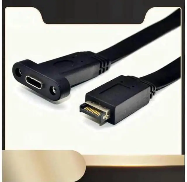 Main image of 50cm USB 3.1 Type-E to Type-C Front Panel Header Extension Cable, Motherboard Type E Header to USB-C Internal Adapter Cable with Mount Panel for PC Chassis Modification, Model N33R