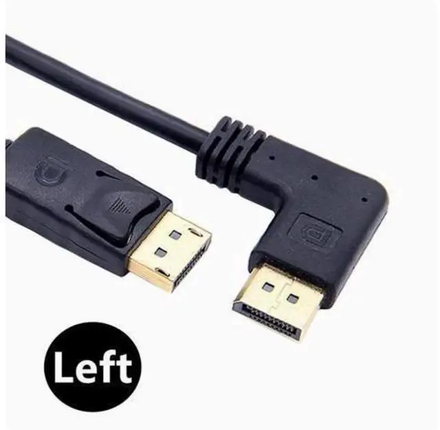 Main image of 4K Gold Plated 90-Degree Left Angle DisplayPort Cable, Sinistral Curved Elbow DP to DP Video Conversion Cord, High Resolution DP Cable for Gaming Monitor, Graphics Card, Laptop, PC, HD Display Device