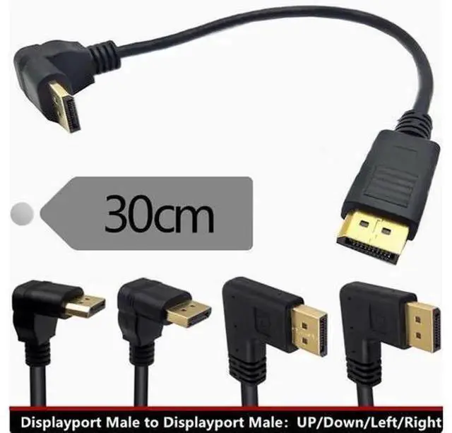 Alt view image 2 of 2 - 4K Gold Plated 90-Degree Left Angle DisplayPort Cable, Sinistral Curved Elbow DP to DP Video Conversion Cord, High Resolution DP Cable for Gaming Monitor, Graphics Card, Laptop, PC, HD Display Device