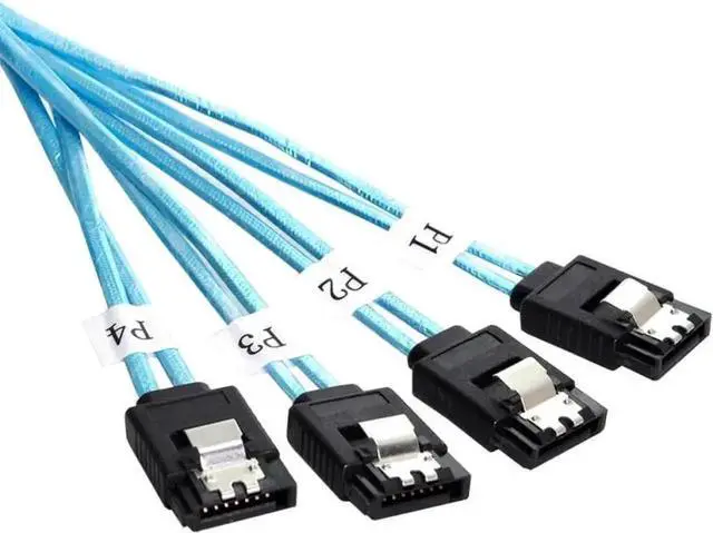 Main image of 50cm 4 SATA 7Pin Host to 4 SATA Target Hard Drive Cable, SATA III 6Gbps NGFF Internal RAID Data Cable, Multi-channel SATA Connection Wire for Server Storage, Hard Disk Array System