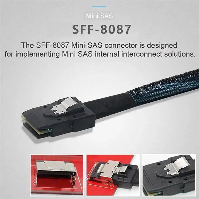 Alt view image 5 of 7 - 1.0M Internal Mini SAS SFF-8087 Host to 4 SATA 7Pin Target Hard Drive Cable, SATA III 6Gbps Server RAID Data Cable, Multi-channel Storage Connection Cord for Hard Disk Array System