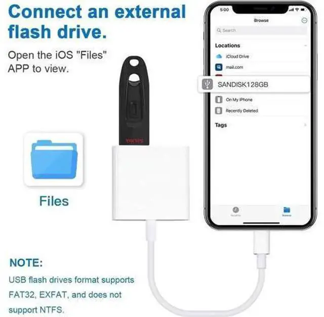 Alt view image 6 of 7 - USB C to USB OTG Camera Adapter with Fast Charging Port, USB-C Male to Female USB Adapter Compatible with iPhone 16/16 Pro/16 Pro Max/15/15 Pro/15 Pro Max, iPad Pro, Support USB Flash Drive, Keyboard,