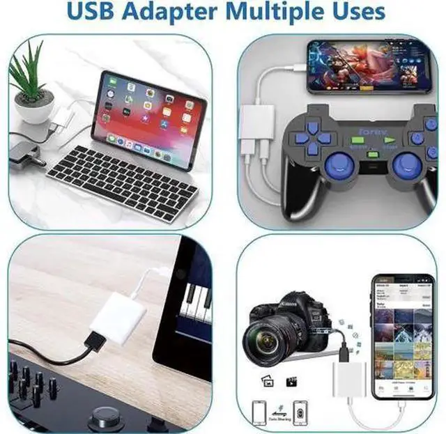 Alt view image 5 of 7 - USB C to USB OTG Camera Adapter with Fast Charging Port, USB-C Male to Female USB Adapter Compatible with iPhone 16/16 Pro/16 Pro Max/15/15 Pro/15 Pro Max, iPad Pro, Support USB Flash Drive, Keyboard,