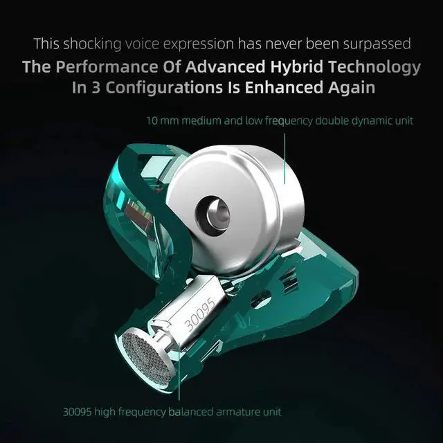 Alt view image 4 of 6 - ZST X In Ear Monitor Earphones, 1BA 1DD Dual Driver Wired HiFi Earbuds, Ergonomic Gaming Headphones with 2 Pin Detachable Cable, Suitable for Audiophiles, Singers and DJs