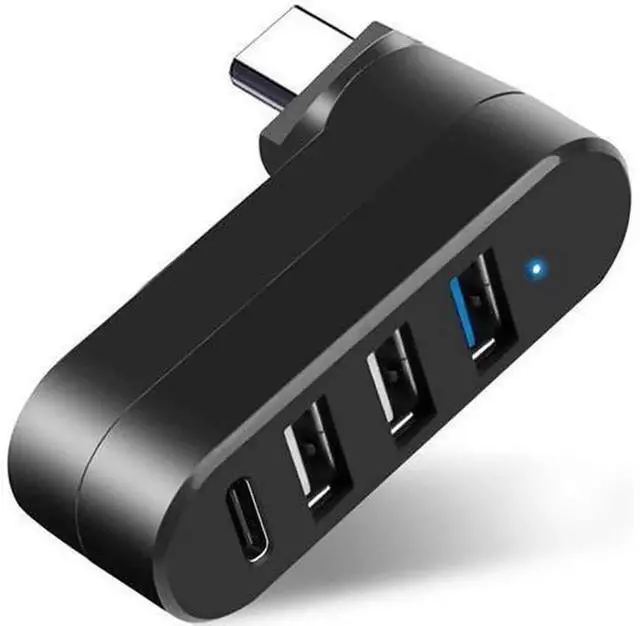Main image of VIENON 4-Port USB C Hub, 90°/180° Rotatable USB-C Splitter Adapter, Portable USB Extender Compatible with MacBook, iMac, Surface and All USB-C Port Laptops