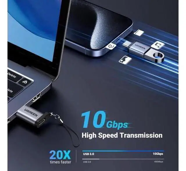 Alt view image 5 of 7 - 2 Pack USB A Male to USB-C Female Adapter, 10Gbps High Speed USB Converter, Thunderbolt Compatible for iPhone 16/15, MacBook, iPad, Samsung Galaxy, MagSafe Charger, Watch 9/8