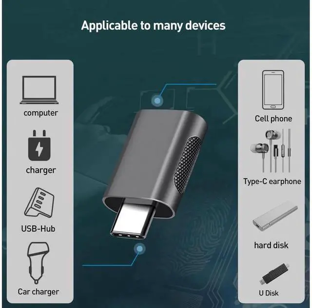 Alt view image 7 of 7 - 2 Pack USB 3.0 Male to Type C Female Adapter, OTG USB-C Converter for Charger, Laptop, Hard Drive, USB-C Headphones, Flash Drive