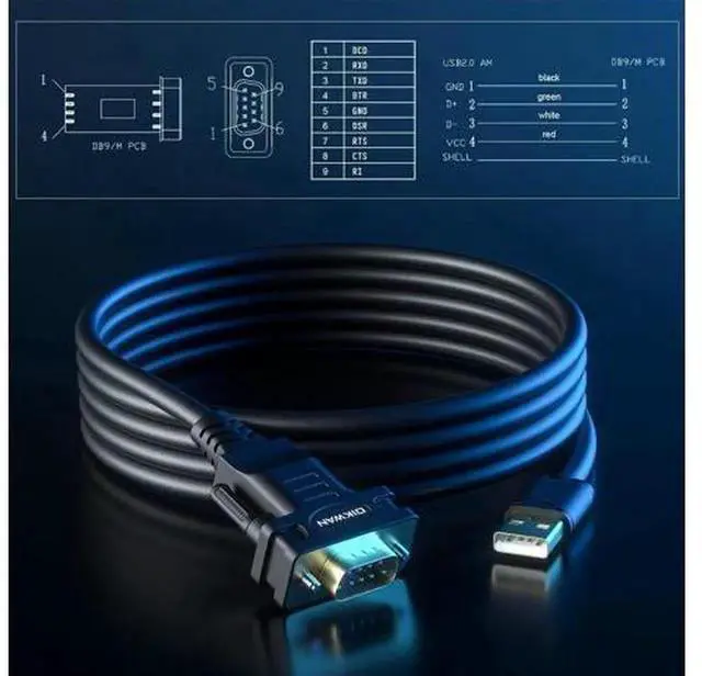 Alt view image 7 of 7 - USB to RS232 Serial Adapter Cable with FTDI Chipset, USB 2.0 to DB9 Male Serial Cable 6FT, Compatible with Windows, Linux, Mac OS
