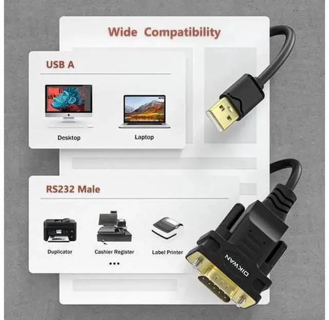 Alt view image 6 of 7 - USB 2.0 to RS232 DB9 Male Serial Adapter Cable with FTDI Chipset, 6FT USB to Serial Converter, Compatible with Windows 11/10/8/7/Vista/XP/2000, Linux & Mac OS