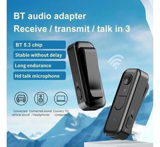 Alt view image 2 of 4 - 2 in 1 Bluetooth 5.3 Wireless Audio Transmitter Receiver, 3.5mm AUX BT Audio Adapter for Car, TV, Speakers and Wired Earphones