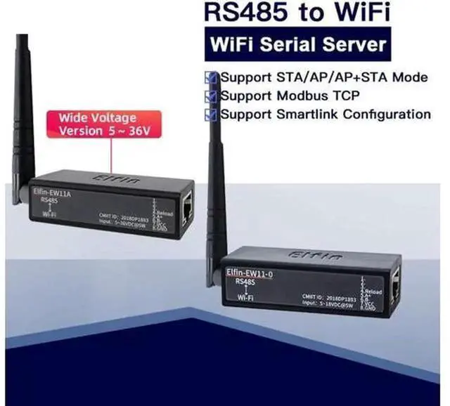 Alt view image 3 of 7 - HF Elfin-EW11A-0 RS485 to WiFi Serial Server, Mini Wireless Serial Device Server with RJ45 Port, Supports Modbus TCP/IP, Industrial IoT Serial Converter, Complete EW11A-0 Full Set