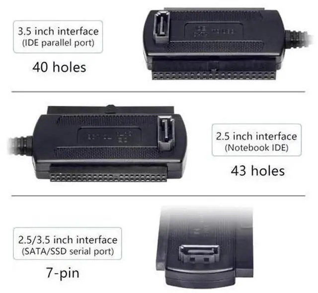 Alt view image 5 of 7 - SinLoon USB to SATA IDE Converter Cable, USB 2.0 to 2.5/3.5/5.25 Inch IDE & SATA Hard Drive Adapter Cable, External Storage Converter Cord for HDD SSD Optical Drive, 1.8FT Black