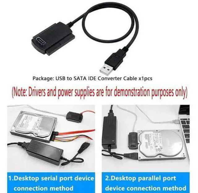 Alt view image 4 of 7 - SinLoon USB to SATA IDE Converter Cable, USB 2.0 to 2.5/3.5/5.25 Inch IDE & SATA Hard Drive Adapter Cable, External Storage Converter Cord for HDD SSD Optical Drive, 1.8FT Black