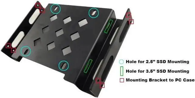 Alt view image 3 of 6 - 2.5/3.5" HDD SSD to 5.25" Drive Bay Adapter Bracket, Aluminum Computer Case Front Bay Mounting Kit, 5.25 Inch Bay to 3.5/2.5 SATA IDE Hard Drive Mount Tray