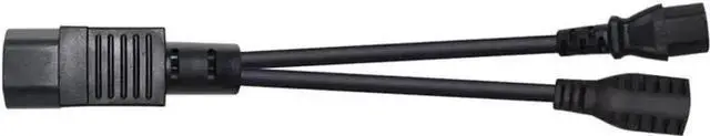 Alt view image 2 of 6 - 1FT C14 Male Y Splitter Power Cable, C14 to C13 + NEMA 5-15R PDU Style Computer Power Extension Plug Cord