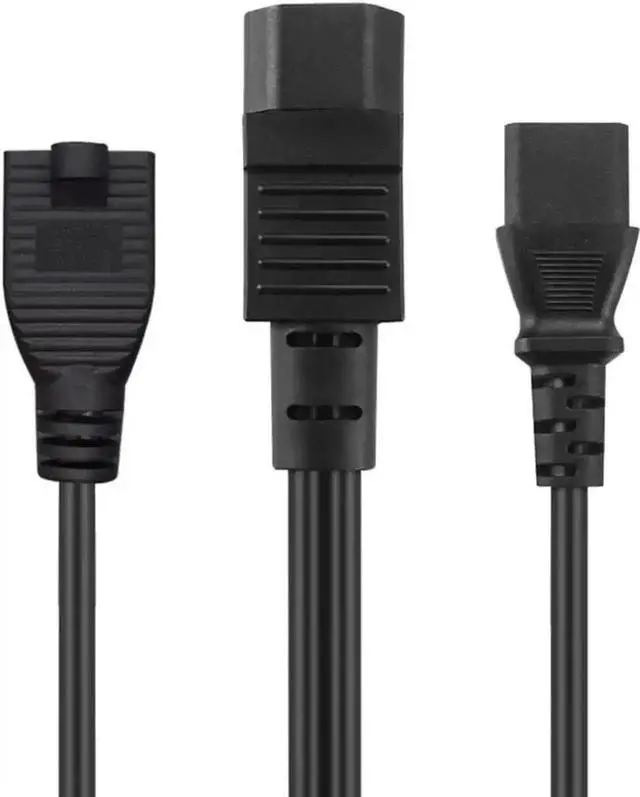 Alt view image 6 of 6 - 1FT C14 Male Y Splitter Power Cable, C14 to C13 + NEMA 5-15R PDU Style Computer Power Extension Plug Cord