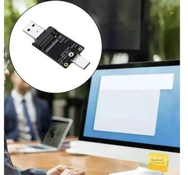 Alt view image 3 of 4 - M.2 NVME to USB Adapter, USB 3.2 Gen2 10Gbps M.2 SSD Reader, Type A & Type C Dual Interface M.2 Adapter Support 2230 Size NVMe SSD