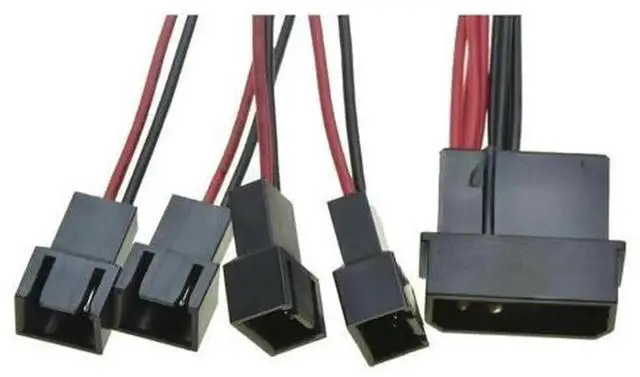 Alt view image 2 of 2 - IDE 4Pin D Male to 4-Way 3Pin Fan Splitter Cable, 1 to 4 Ports 12V CPU Cooler Y Splitter Power Extension Cable for PC Case Fans