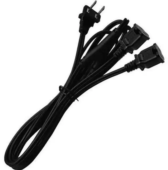 Alt view image 6 of 6 - 2ft (0.64m) 90 Degree US 2-Prong Polarized AC Power Splitter Cord, 1 Male 15P to 3 Outlet 15R Power Extension Adapter, ETL Listed
