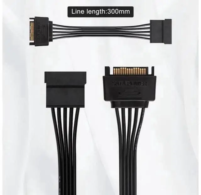 Alt view image 5 of 7 - 15 Pin SATA Power Extension Cable 3Pack, 10 Inch Male to Female SATA Power Extension Cord, Black SATA Power Cable for HDD, SSD, Optical Drive, Compatible with All Mainstream Brands