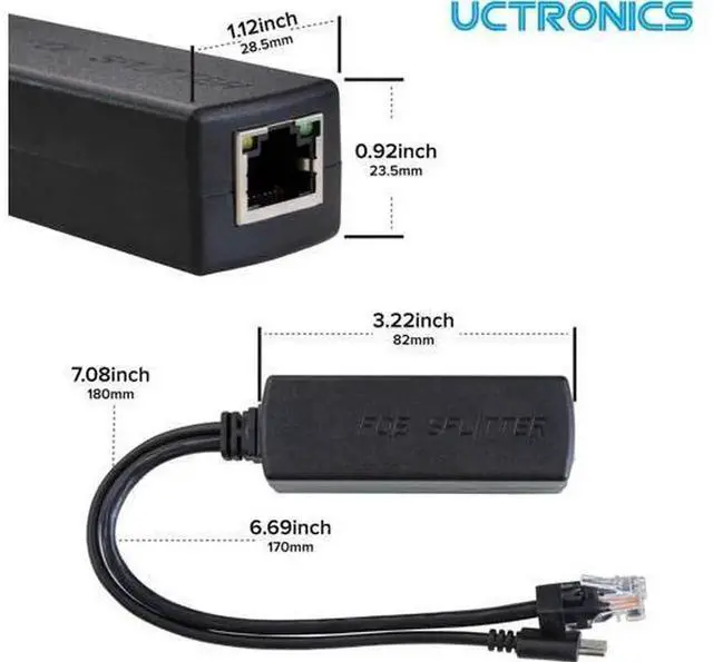 Alt view image 4 of 5 - UCTRONICS PoE Splitter USB-C 5V, Active PoE to USB-C Adapter, IEEE 802.3af Compliant Power Over Ethernet Splitter for Raspberry Pi 4, Google WiFi, Security IP Cameras and USB-C Devices