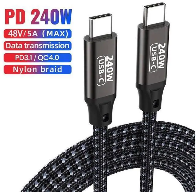 Main image of 240W USB C to USB C Cable 6.6ft/2M, PD 3.1 Fast Charging Nylon Braided Type C Charger Cord, 48V 5A USB-C Cable for Laptops, Tablets, Phones and All USB-C Devices