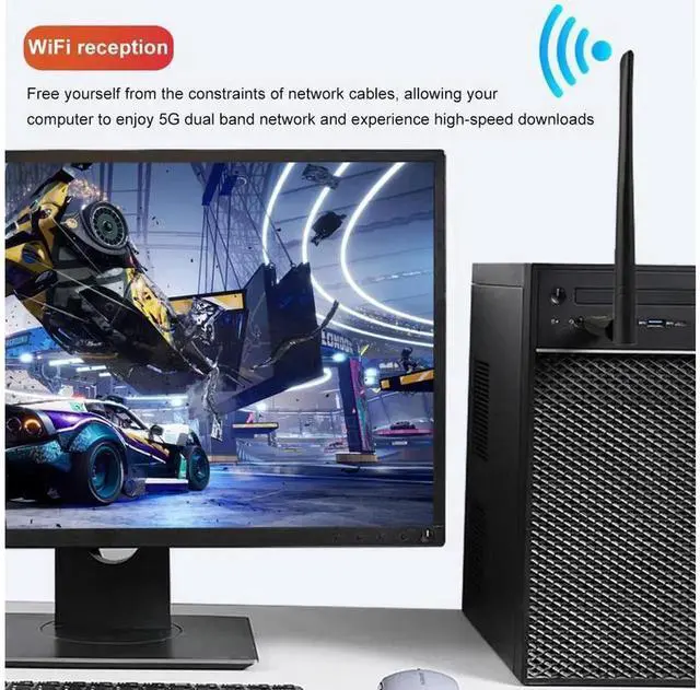 Alt view image 3 of 7 - AC650 USB WiFi Adapter 650Mbps, Dual Band 2.4GHz/5GHz Wireless Network Card with 5dBi External Antenna, 802.11ac USB LAN Adapter for Desktop Laptop PC, Supports Windows Vista XP 7 8 10 11 eokCXOY