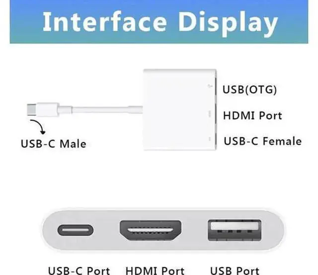 Alt view image 2 of 6 - USB-C Digital AV Multiport Adapter for iPhone 15, 4K HDMI Output + USB-C Charging Port, Type-C Multiport AV Converter Compatible with MacBook Pro, iPad Air and USB-C Devices