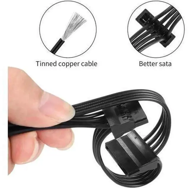 Alt view image 7 of 7 - LP4 4 Pin IDE to SATA Power Splitter Cable, 1 Molex to 6 x 15 Pin SATA Power Adapter Converter Cable for PC Server HDD SSD Hard Drives