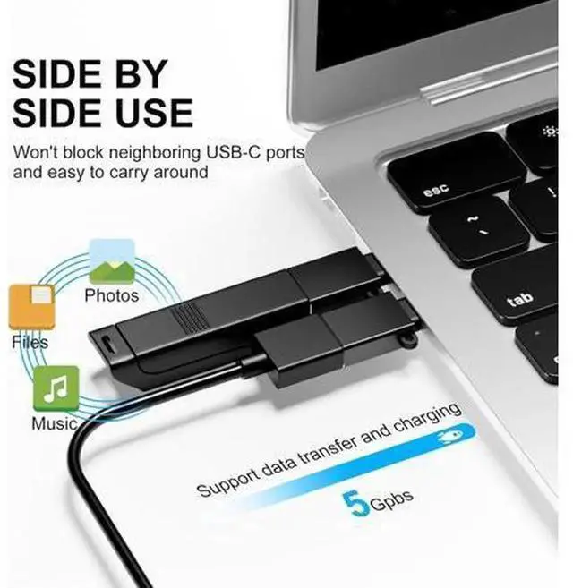 Alt view image 4 of 7 - 8 Pack USB C to USB 3.0 OTG Adapters, Type-C Male to USB-A Female & USB-A Male to Type-C Female Converter Plug, Black USB-C Adaptor for iPhone 15, MacBook, iPad, Charging & Data Transfer