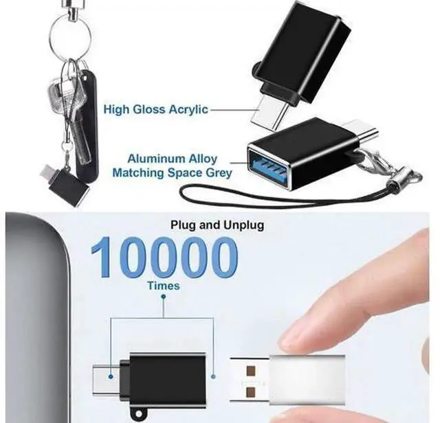 Alt view image 3 of 7 - 8 Pack USB C to USB 3.0 OTG Adapters, Type-C Male to USB-A Female & USB-A Male to Type-C Female Converter Plug, Black USB-C Adaptor for iPhone 15, MacBook, iPad, Charging & Data Transfer