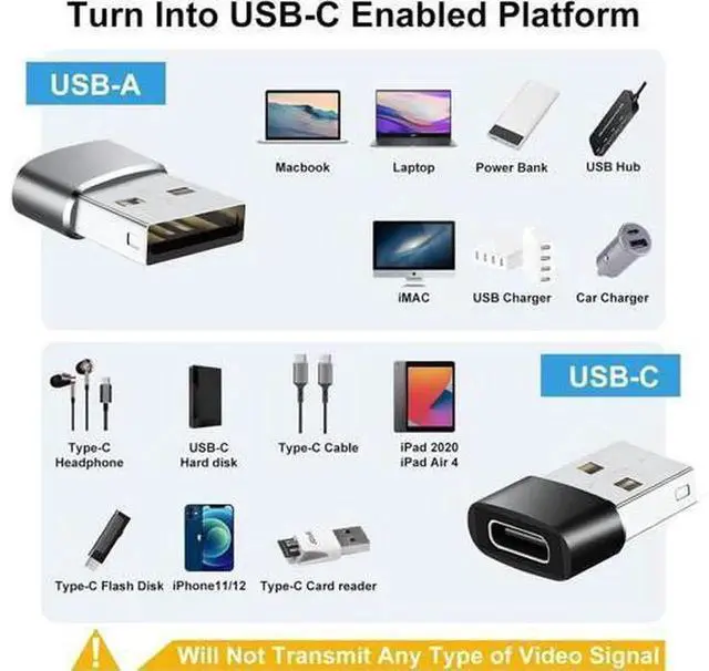 Alt view image 7 of 7 - 8 Pack USB C to USB 3.0 OTG Adapters, Type-C Male to USB-A Female & USB-A Male to Type-C Female Converter Plug, Black USB-C Adaptor for iPhone 15, MacBook, iPad, Charging & Data Transfer