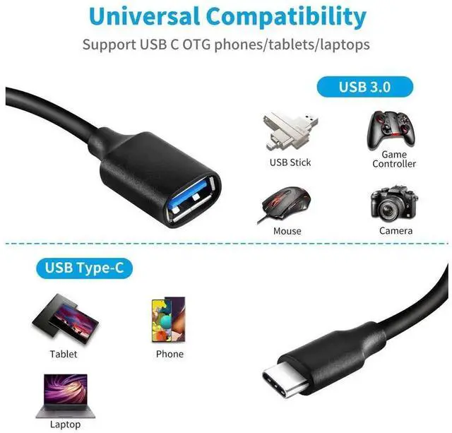 Alt view image 3 of 7 - Longwwin USB C to USB 3.0 OTG Adapter, Type C Male to USB-A Female Connector, Compatible with MacBook Pro 2018 2019, Samsung Galaxy S10 S9 S8 Note 9 8, LG V40 G6 eokCXOY