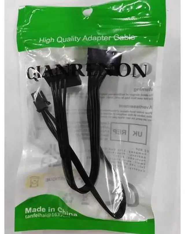Alt view image 6 of 7 - QIANRENON Mini 4-Pin to 2X Right Angle SATA Power Cable, 1 Mini 4Pin to Dual Right Angle 15Pin SATA SSD Hard Drive Power Extension Cord