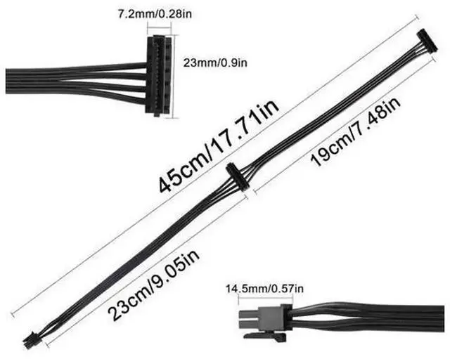 Alt view image 2 of 7 - QIANRENON Mini 4-Pin to 2X Right Angle SATA Power Cable, 1 Mini 4Pin to Dual Right Angle 15Pin SATA SSD Hard Drive Power Extension Cord