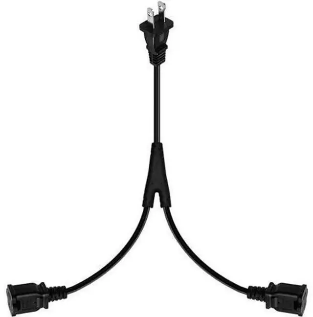 Alt view image 3 of 5 - 2ft (0.64m) US AC 2-Prong Polarized Power Splitter Cord, 1 Input to 3 Outlets Power Extension Adapter, 180 Degree Angle, ETL Listed