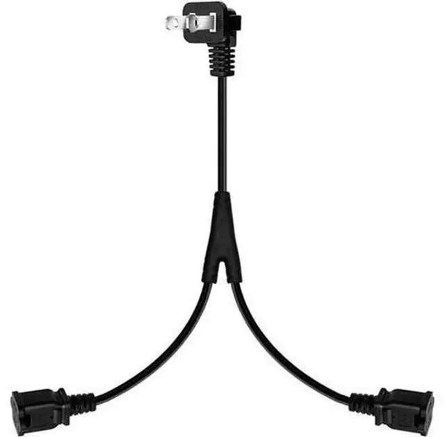 Alt view image 3 of 6 - 2FT 90 Degree Angle NEMA 1-15P to 3 Outlet 1-15R Power Splitter Cord, US 2-Prong Polarized AC Power Extension Cable Adapter, ETL Listed Power Splitter for Home & Office Electronics