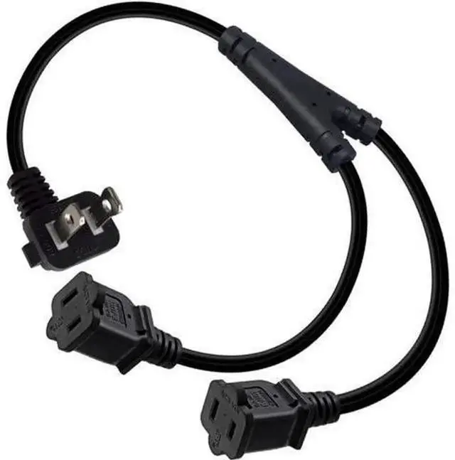 Alt view image 3 of 6 - 2FT 90 Degree Angle NEMA 1-15P to 3 Outlet NEMA 1-15R Power Splitter Cord, US 2-Prong Polarized AC Power Extension Cable, ETL Listed 1-in-3 Power Adapter for Home Office Electronic Devices
