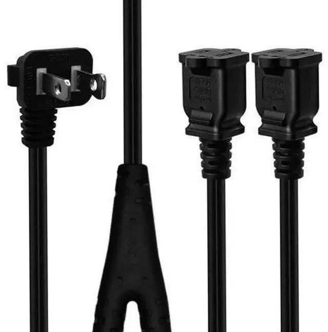 Alt view image 4 of 6 - 2FT 90 Degree Angle NEMA 1-15P to 3 Outlet NEMA 1-15R Power Splitter Cord, US 2-Prong Polarized AC Power Extension Cable, ETL Listed 1-in-3 Power Adapter for Home Office Electronic Devices