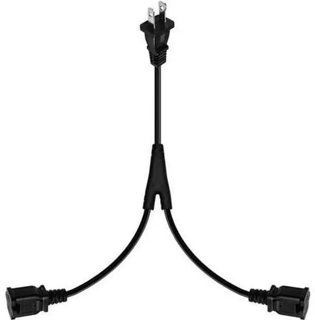 Alt view image 3 of 5 - 2FT 180 Degree Flat NEMA 1-15P to 3 Outlet NEMA 1-15R Power Splitter Cord, US AC 2-Prong Polarized Power Extension Cable, ETL Listed 1-in-3 Power Adapter for Home & Office Electronics