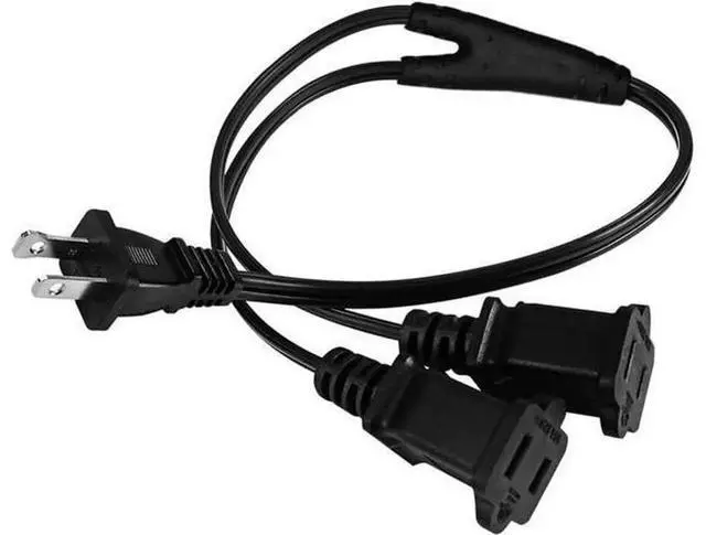 Alt view image 5 of 5 - 2FT 180 Degree Flat NEMA 1-15P to 3 Outlet NEMA 1-15R Power Splitter Cord, US AC 2-Prong Polarized Power Extension Cable, ETL Listed 1-in-3 Power Adapter for Home & Office Electronics